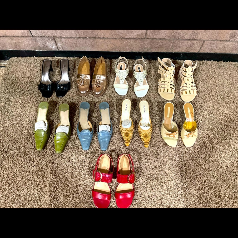 Various sandals, mules and clogs, size 6 1/2 and 7
